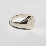 Oval Hallmarked Signet Ring in 14k White Gold
