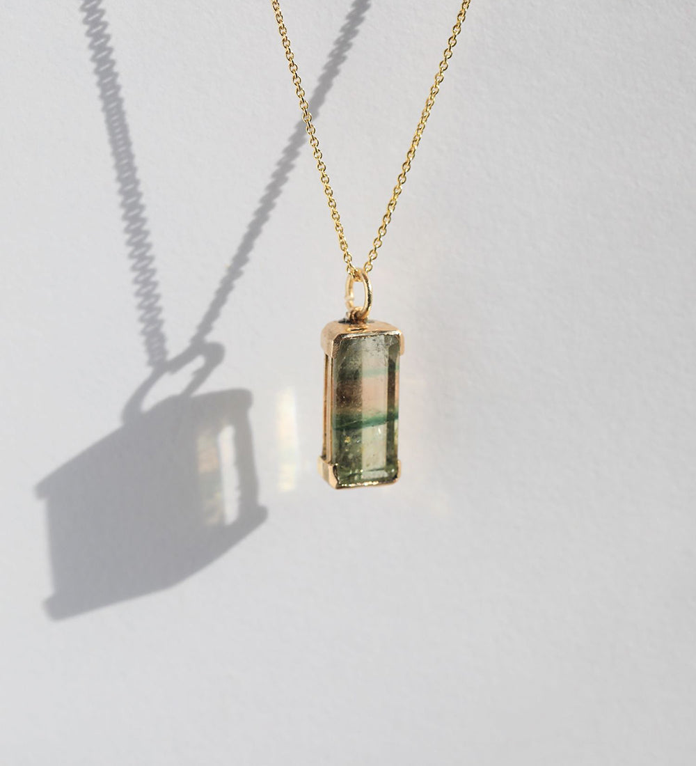 pastel tourmaline multicolored bezel 14k yellow gold chain Greenpoint Brooklyn New York City 11222