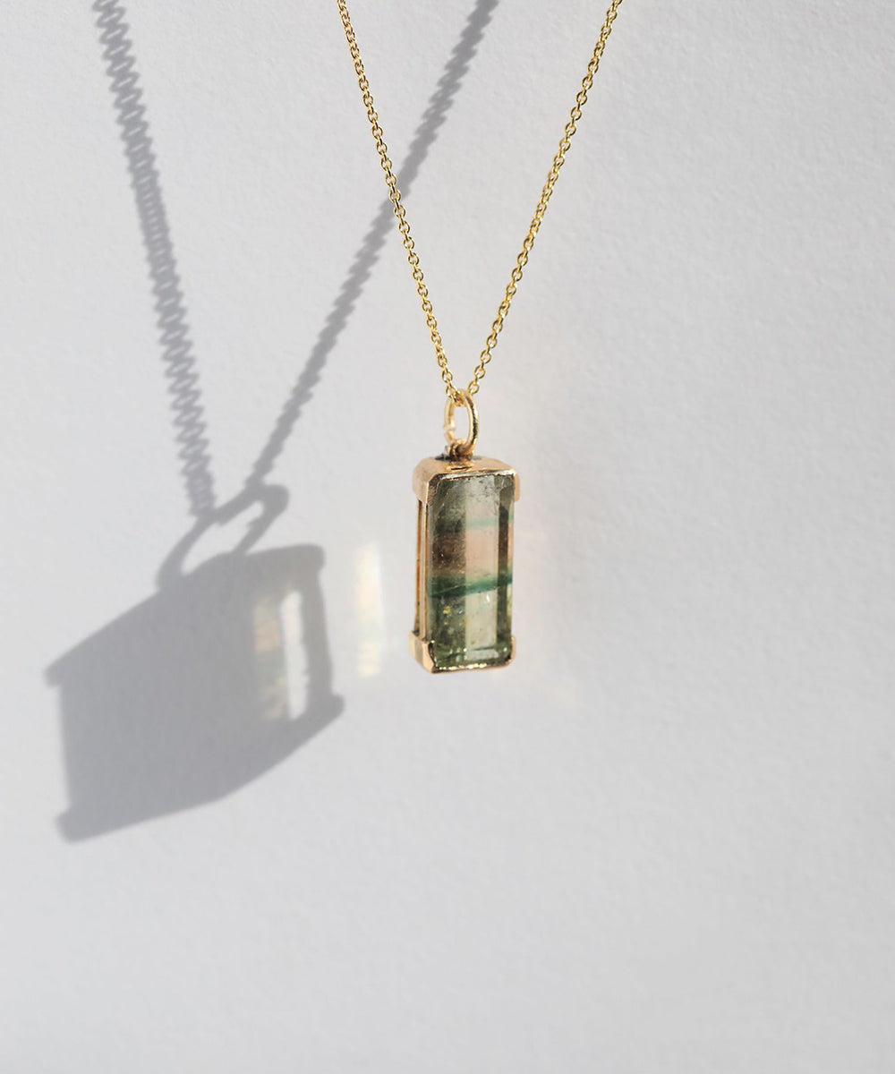 pastel tourmaline multicolored bezel 14k yellow gold chain Greenpoint Brooklyn New York City 11222