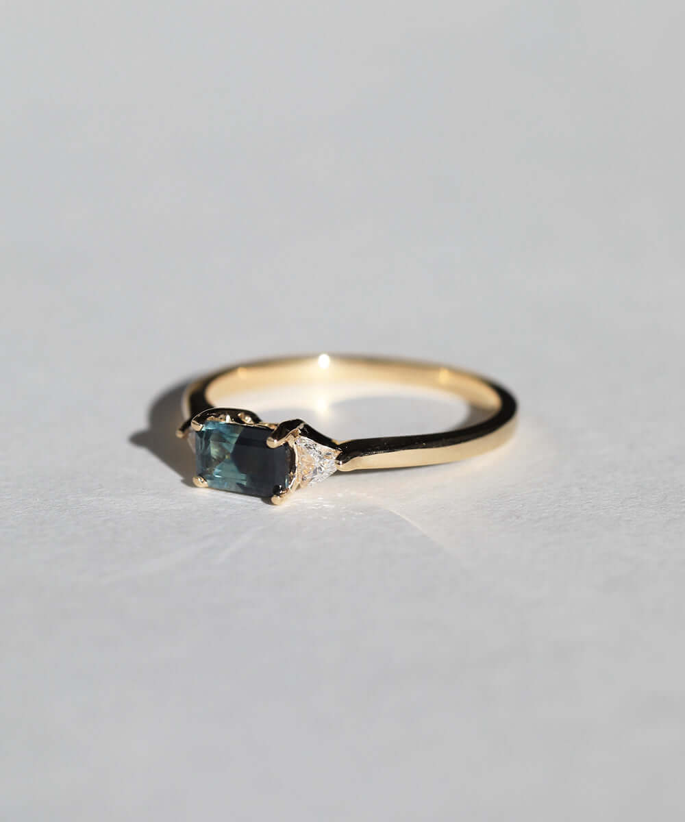 Sapphire Diamond Engagement Ring 14k Gold NYC fine jewelry brooklyn NY New York jeweler sustainable ethical greenpoint engagement