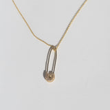 14k gold diamond encrusted safety pin 