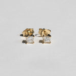 princess cut white diamond 14k yellow gold stud earrings Brooklyn New York 