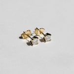 princess cut white diamond 14k yellow gold stud earrings Brooklyn New York 