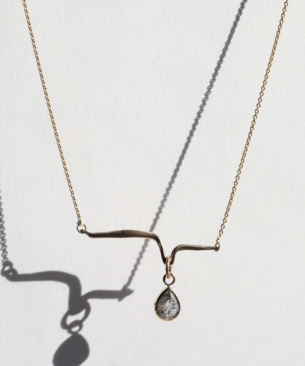 Salt & Pepper Diamond Pendent 14k Gold, NYC fine jewelry brooklyn NY New York jeweler sustainable ethical greenpoint engagement