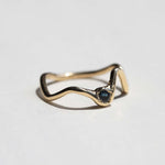 14k Yellow Gold Sapphire Mini Ripple Ring Greenpoint Brooklyn Macha