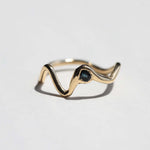 14k Yellow Gold Sapphire Mini Ripple Ring Greenpoint Brooklyn Macha