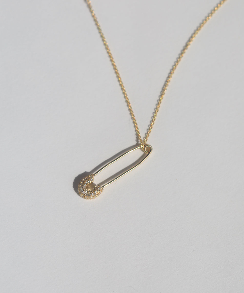 14k gold diamond encrusted safety pin 