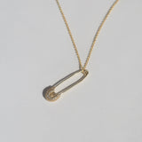 14k gold diamond encrusted safety pin 