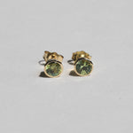 Bi-color sapphires bezel setting 14k yellow gold 1ct  stud earrings Brooklyn New York 11222
