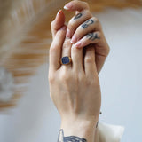 Unisex Sapphire signet ring, wedding bands by Macha Studio, Brooklyn NYC