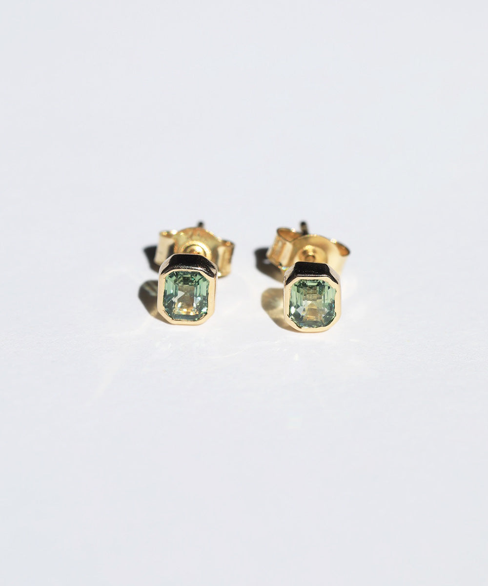 Hellen Green Sapphire Stud Earrings