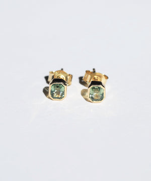 Hellen Green Sapphire Stud Earrings