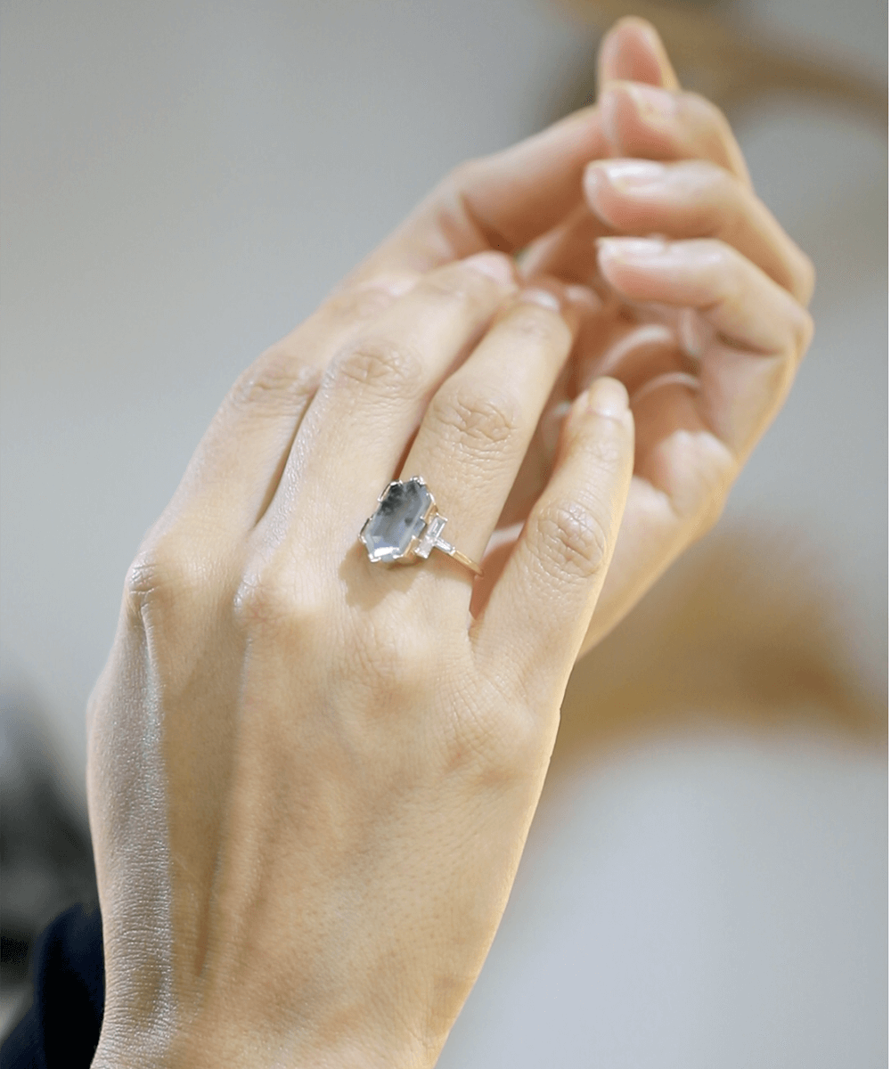 Salt & pepper 14k Gold Ring NYC Brooklyn necklace NYC fine jewelry brooklyn NY New York jeweler sustainable ethical greenpoint engagement