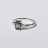 Sloane Oval Teal Sapphire Ring Platinum