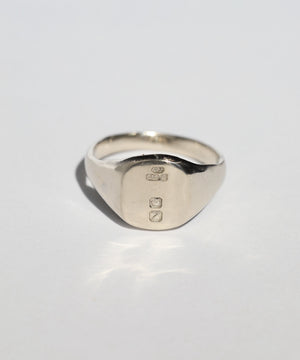 Small Hallmarked Signet Ring in White Gold