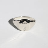Small Hallmarked Signet Ring in White Gold