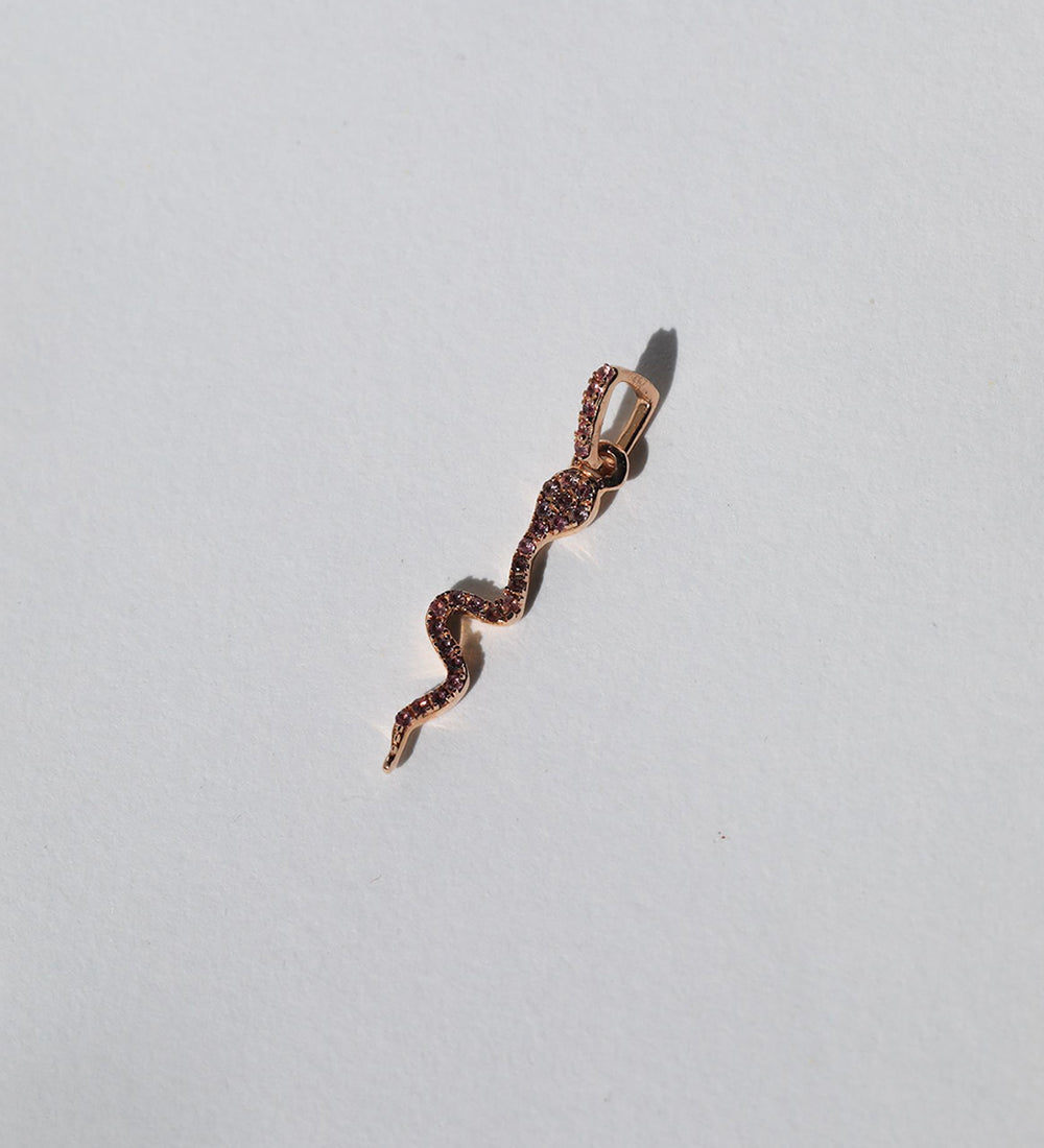 14k rose gold sapphire snake pendant Brooklyn New York 