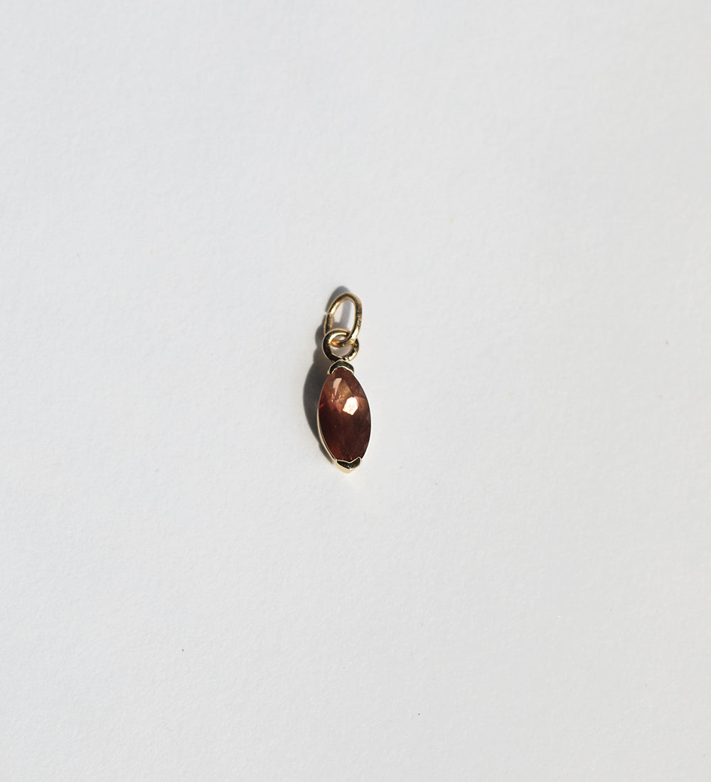 Macha Studio located in Greenpoint Brooklyn NYC marquise shaped Auburn Sunstone in 14k Yellow Gold