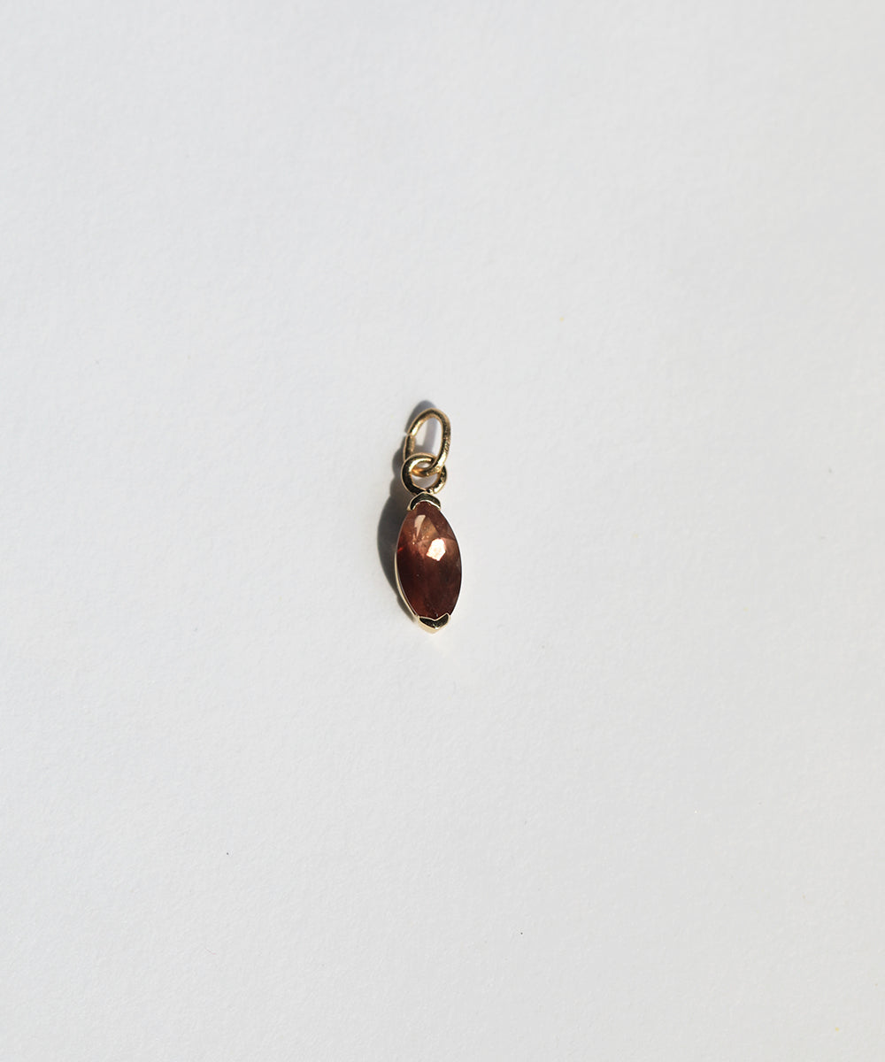 Macha Studio located in Greenpoint Brooklyn NYC marquise shaped Auburn Sunstone in 14k Yellow Gold