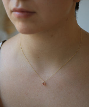 Trillion Cut sunstone gold necklace macha studio brooklyn new york