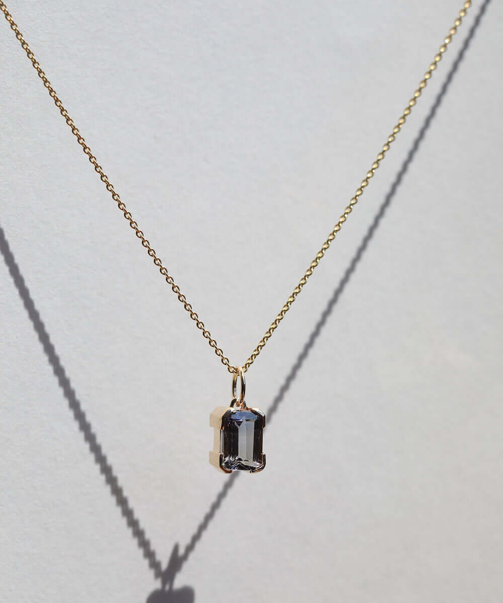 Tanzanite Brooklyn Greenpoint Macha Pendant Necklace 14k Yellow Gold