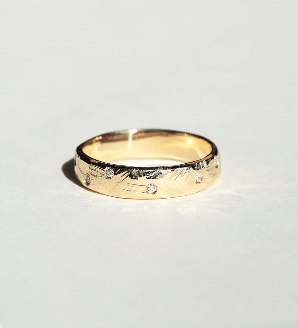 Molten Band (Tall) with White Diamonds