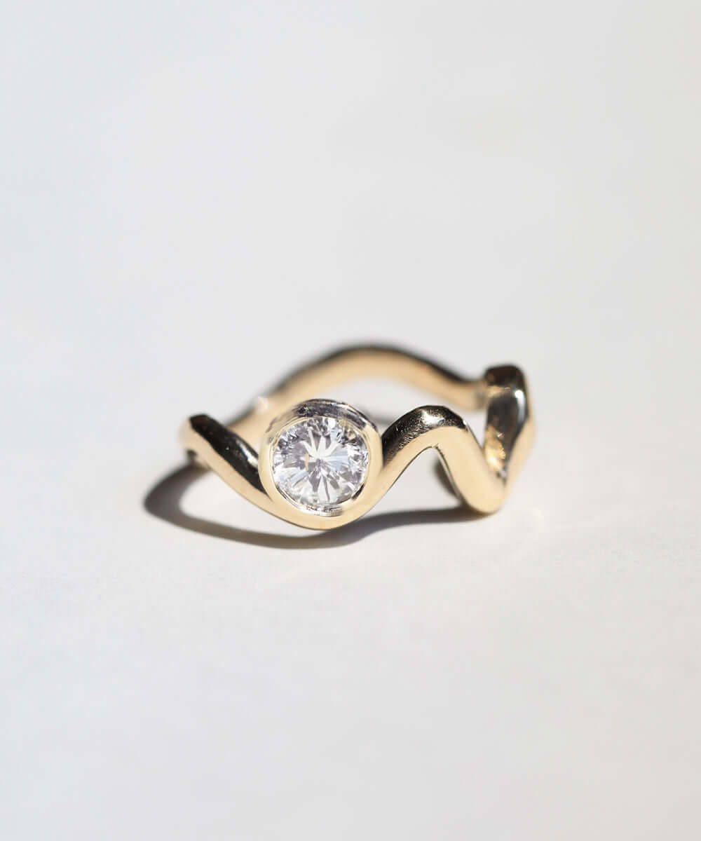 white diamond ripple ring 14k gold heirloom diamond custom NYC Brooklyn necklace NYC fine jewelry brooklyn NY New York jeweler sustainable ethical greenpoint engagement Earrings
