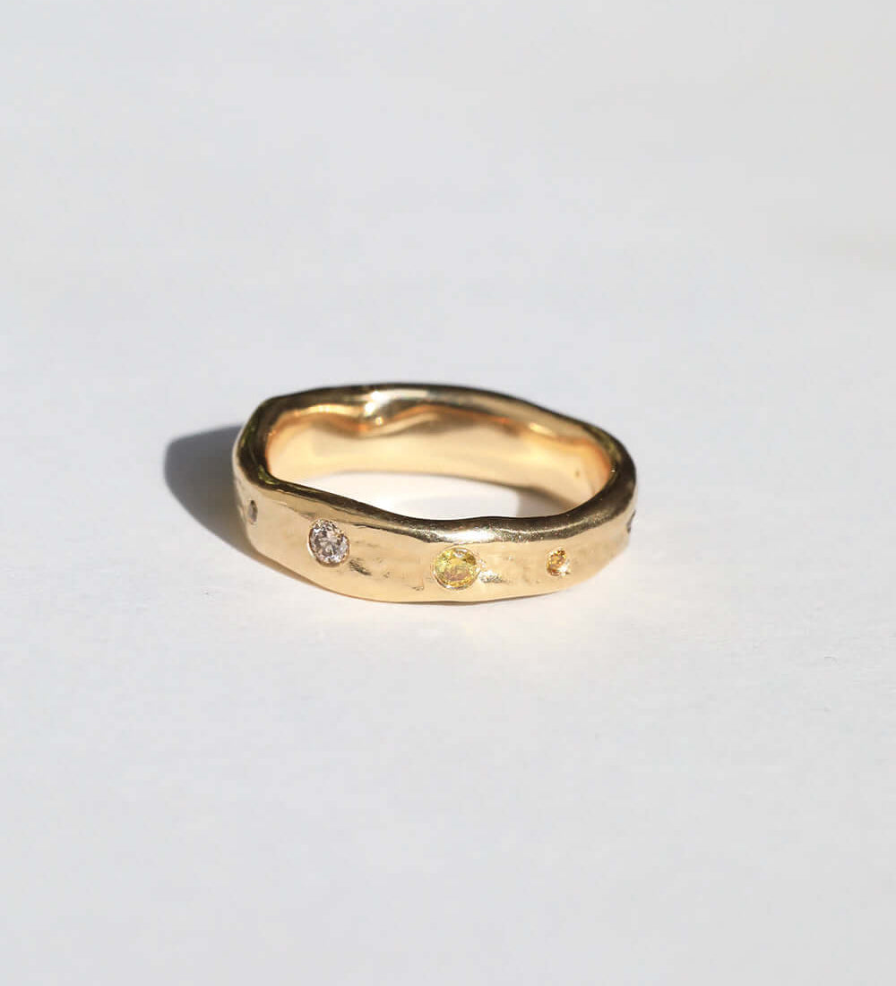 Molten Band (Tall) with White Diamonds