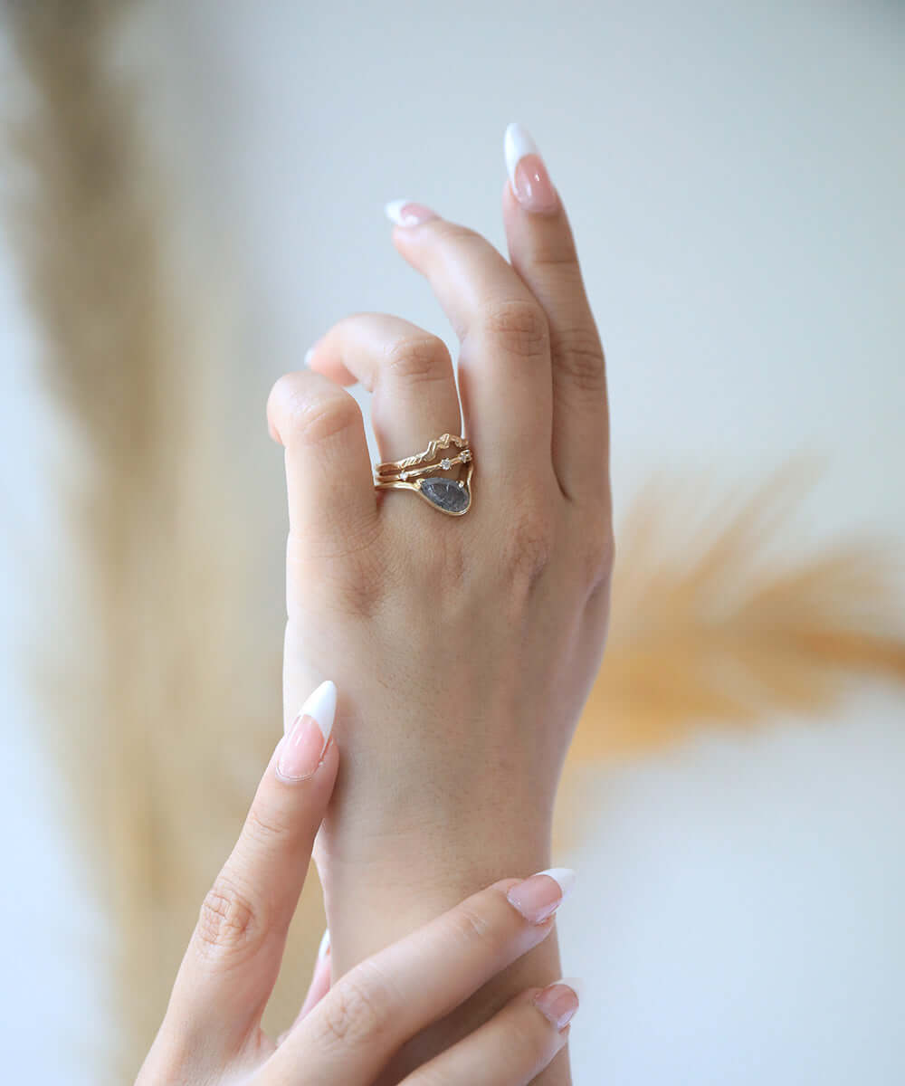 Ring Stack 14k Gold Diamond NYC fine jewelry brooklyn NY New York jeweler sustainable ethical greenpoint engagement