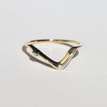 14k Yellow Gold Ring Sapphire NYC fine jewelry brooklyn NY New York jeweler sustainable ethical greenpoint engagement sapphire white diamond