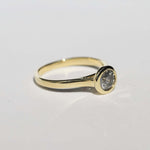 14k Yellow Gold Ring Sapphire NYC fine jewelry brooklyn NY New York jeweler sustainable ethical greenpoint engagement sapphire white diamond