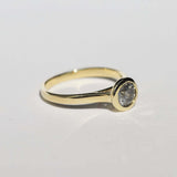 14k Yellow Gold Ring Sapphire NYC fine jewelry brooklyn NY New York jeweler sustainable ethical greenpoint engagement sapphire white diamond