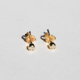 round bezel white diamond earring 14k yellow gold Brooklyn New York 