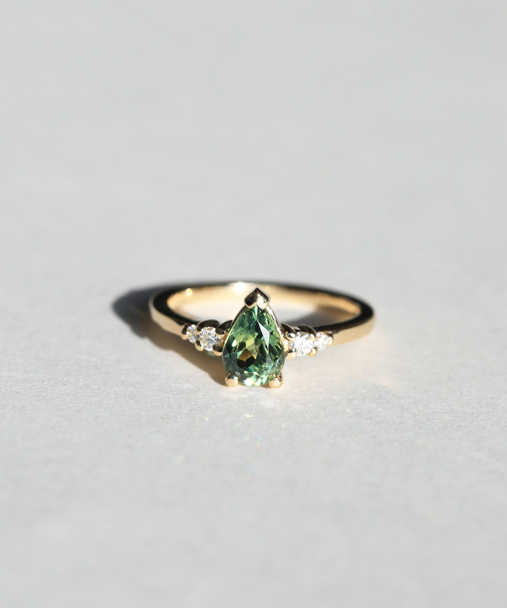Bi-color Australian sapphire nyc jewelry engagement yellow gold diamond