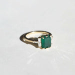 emerald 14k yellow gold white diamond engagement ring