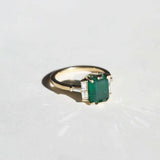 emerald 14k yellow gold white diamond engagement ring