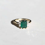 emerald 14k yellow gold white diamond engagement ring