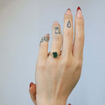 emerald 14k yellow gold white diamond engagement ring