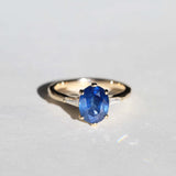 14k Yellow Gold  Ring Sapphire NYC fine jewelry brooklyn NY New York jeweler sustainable ethical greenpoint engagement