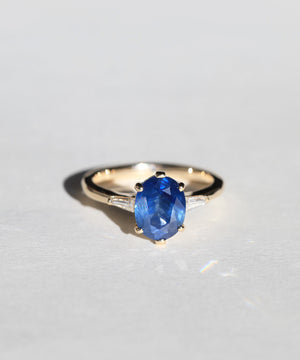 14k Yellow Gold  Ring Sapphire NYC fine jewelry brooklyn NY New York jeweler sustainable ethical greenpoint engagement