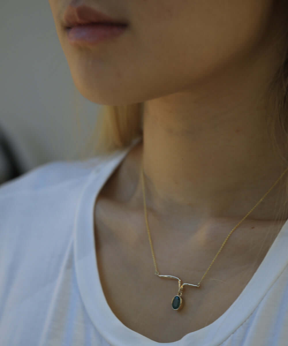 14k Yellow Gold Diamond Necklace NYC fine jewelry brooklyn NY New York jeweler sustainable ethical greenpoint engagement