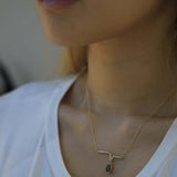 14k Yellow Gold Diamond Necklace NYC fine jewelry brooklyn NY New York jeweler sustainable ethical greenpoint engagement