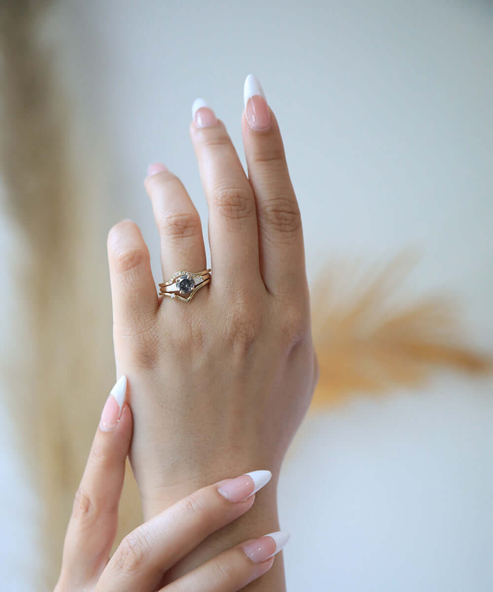 Salt & pepper Diamond Engagement Ring Macha Studio Brooklyn New York