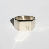 Large Square Hallmarked Signet Ring in White Gold
