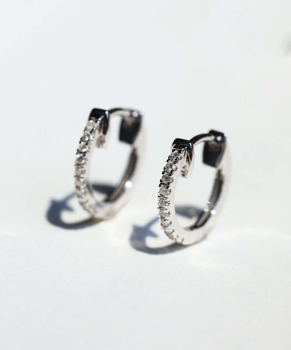 diamonds 14k gold white hoops NYC fine jewelry brooklyn NY New York jeweler sustainable ethical greenpoint engagement