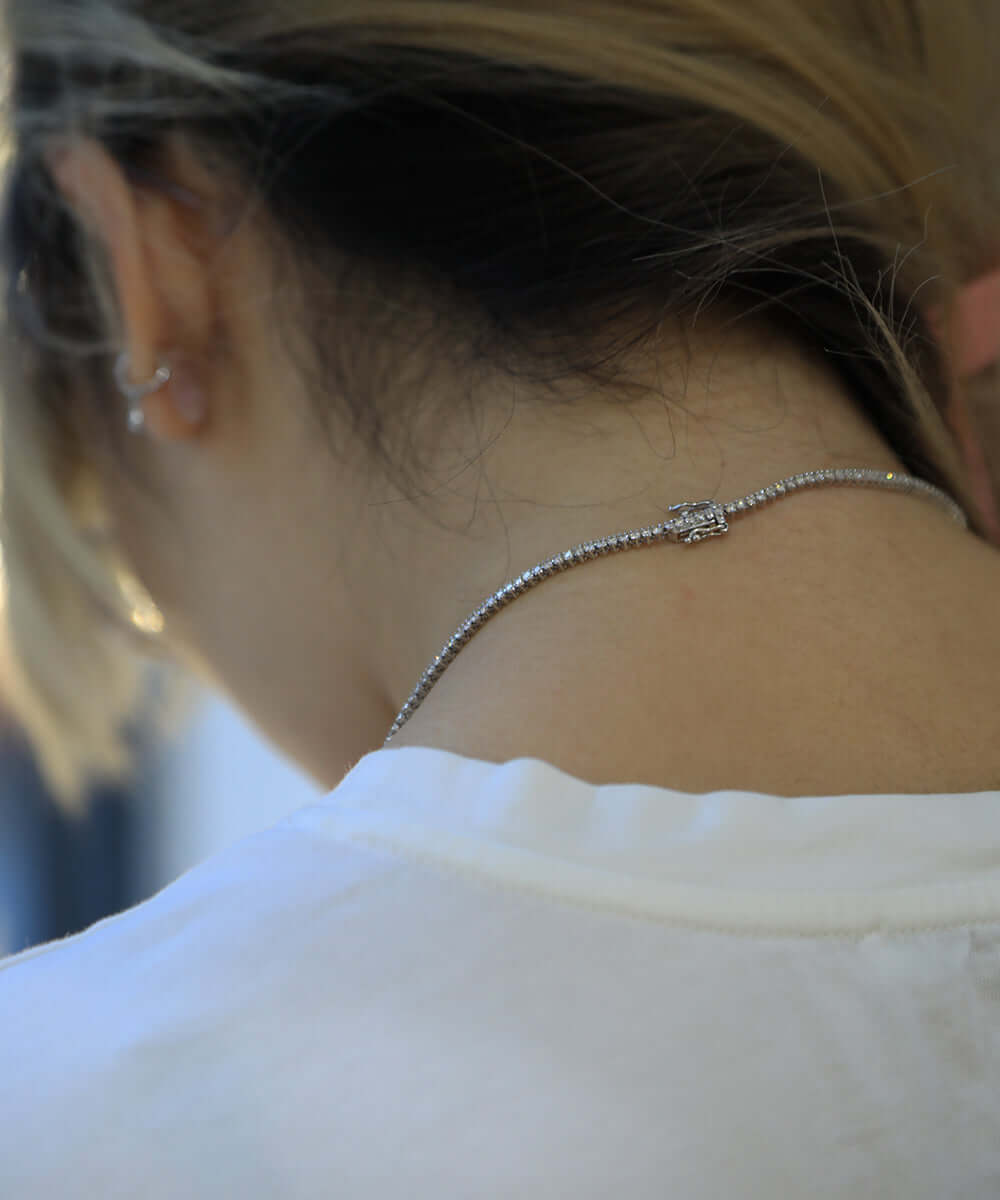 Diamond 14k gold necklace NYC fine jewelry brooklyn NY New York jeweler sustainable ethical greenpoint engagement