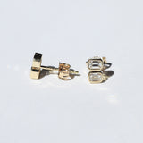 Dual Emerald Cut Diamond Stud Earrings