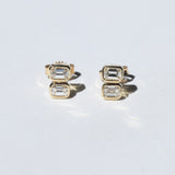 Dual Emerald Cut Diamond Stud Earrings