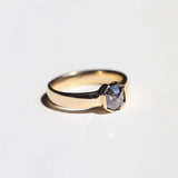 Yellow gold engagement ring mens brooklyn jewelry nyc handcrafted salt & pepper diamond