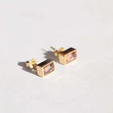 emerald cut tourmaline stud earring 14k yellow gold piercing jewelry Brooklyn nyc